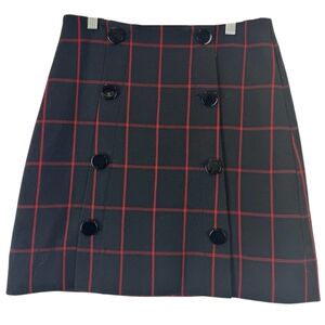 LOFT Plaid Navy Blue Skirt
